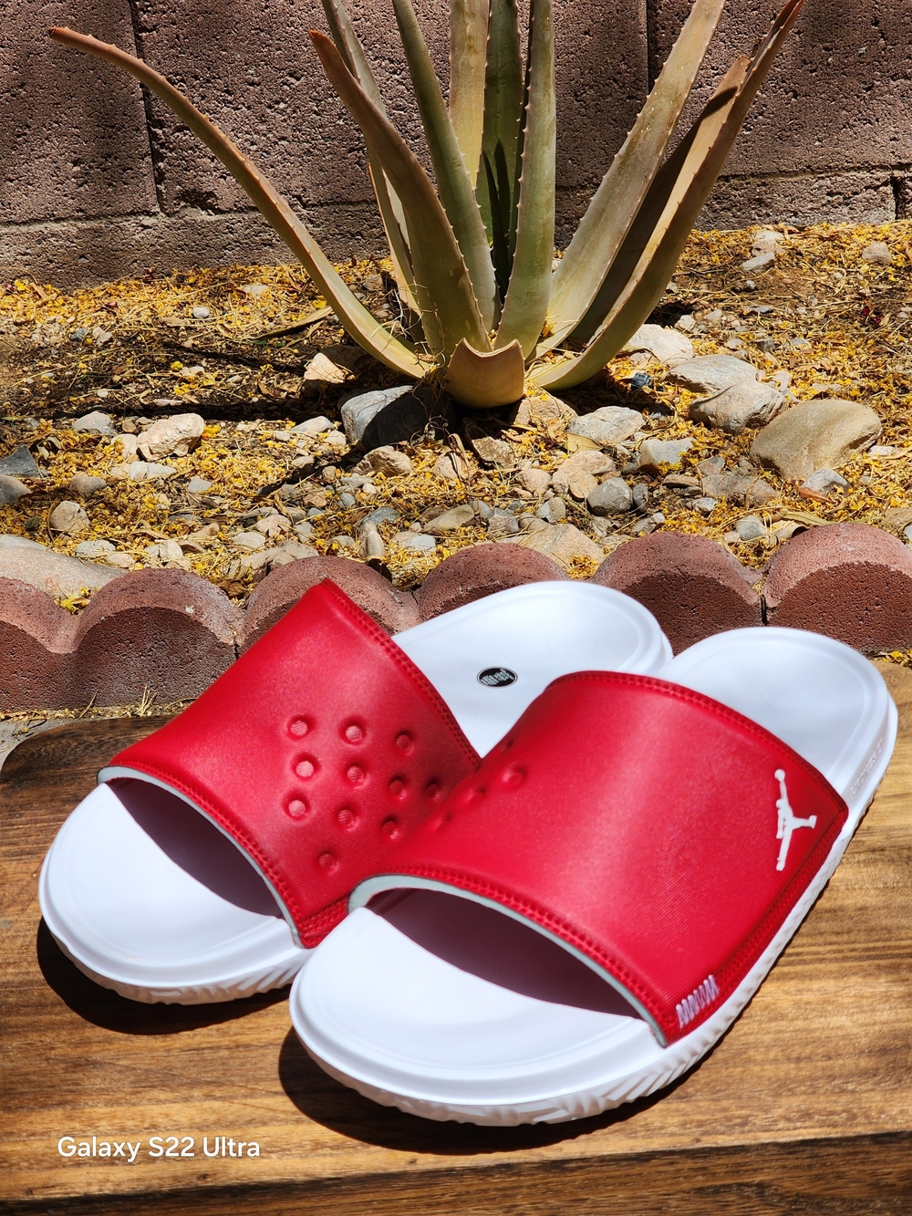 Nike Men's Jordan Play Varsity Red/White Slides Size 10